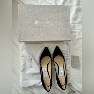 Jimmy Choo black lizard printed velvet heels